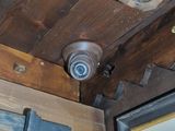 two lights that are on the ceiling in the room