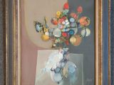 une image d'un tableau représentant un vase contenant des fleurs