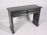 a black table with two drawers on it