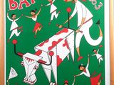 an image of a green poster with a picture of a man on a horse