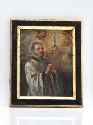 an old painting of a man holding a candle in his hand