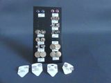 a display case with several different types of earrings
