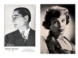 two black and white photos of a man and a woman
