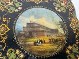 a picture of a picture of a building on a plate