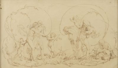 an image of a drawing of a group of people in a wooded area