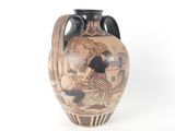 a vase with a picture of a man and a woman on it