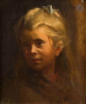 une peinture à l'huile représentant une jeune fille regardant par la fenêtre