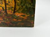 a picture of a painting of a forest with trees