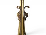 an image of a brass table lamp with a glass shade on it