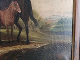 a painting of a horse and a foal in a field