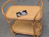a small table with a magazine on top of it