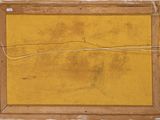 an image of a painting of a yellow wall with a brown frame