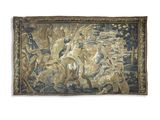 une image représentant une tapisserie sur laquelle figure un homme à cheval