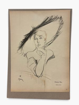 a drawing of a woman with a feather on her head