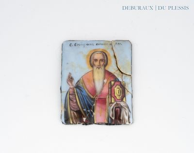 a picture of a religious icon on a white wall