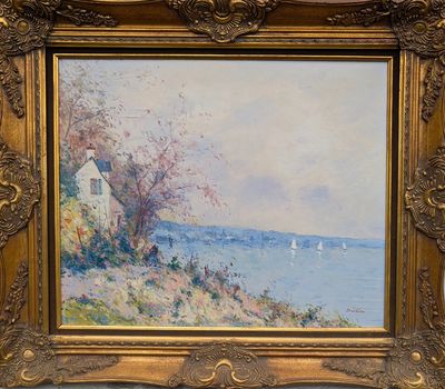 Jean-Pierre DUBORD né en 1949 . Voiliers sur la seine. Huile…