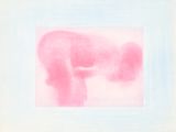 an image of a painting of a pink dog in a white frame