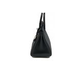 a black handbag on a white background with a white background