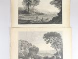 deux vues d'un paysage avec un homme et une femme au premier plan