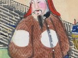 an image of a painting of a man with a beard and a red hat