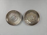 pair of antique silver plated saucers