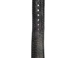 black leather watch strap with white stitching on a white background