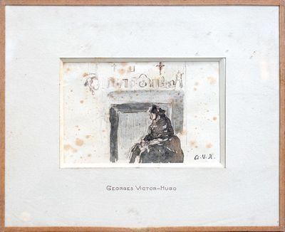 Georges-Victor HUGO (1868-1925) Femme devant la cheminée Lav…