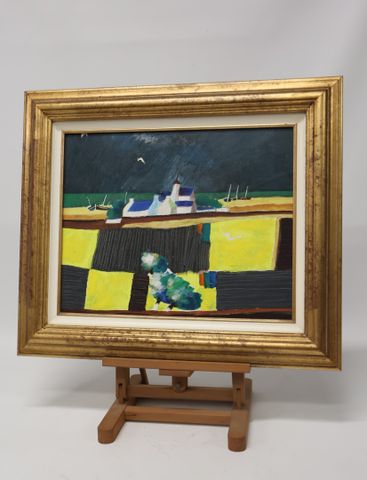 Yves AUBRY (1945-2023) (d’Après) « Paysage marine ». Huile sur ca...