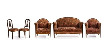 three chairs and a chair are sitting next to each other on a white surface