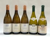 six bouteilles de vin sont alignées sur une surface blanche