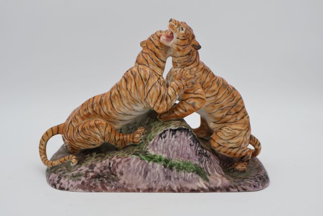 Jules TEISSONIERE (d’après). Groupe en porcelaine polychrome de L...