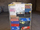 a cart with a lot of boxes on it in a warehouse
