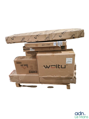 several boxes stacked on top of each other on a white surface
