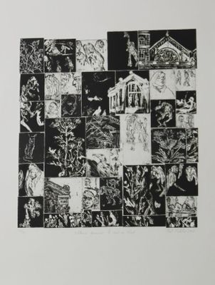une image représentant un dessin en noir et blanc composé d'un collage d'images