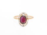 Bague ovale en rubis et diamants