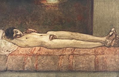 une image représentant un tableau où l'on voit un homme allongé sur un lit