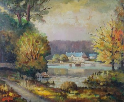 GALFER "Écluse" Huile sur toile