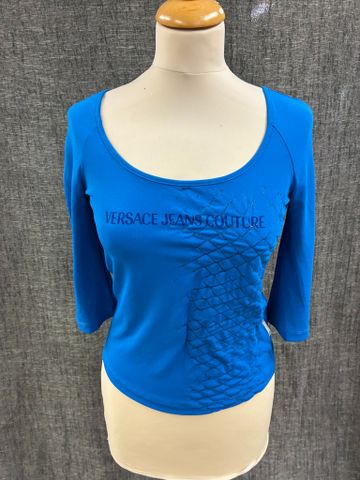 VERSACE JEANS COUTURE – Top bleu électrique. Taille : S 