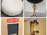 four different pictures of a lamp, a lamp shade, and a chair