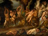 a painting of a group of naked men in a wooded area