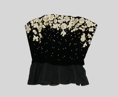 JOSTE Casablanca. Haut bustier de robe en velours noir rehau… - Photo 1
