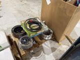 a box with a bunch of items sitting on a pallet