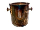 a metal ice bucket with a handle on a white background