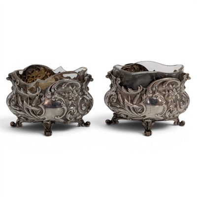 pair of silverplated sugar and pepper shakers