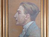 tableau d'un homme en costume-cravate dans un cadre doré