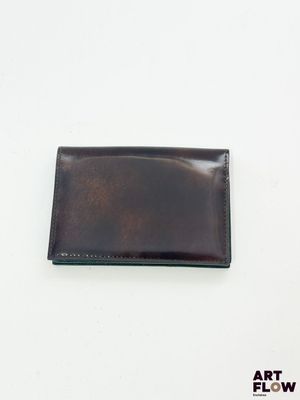 porte-cartes de visite en cuir avec pince à billets, couleur marron foncé