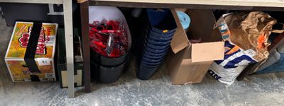a table with a bunch of items on top of it