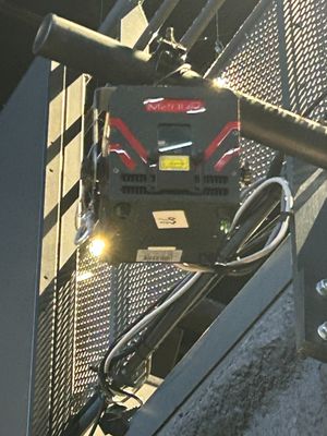 a bus that is going up the stairs of a building