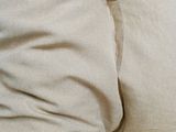 a cat that is laying on a couch with pillows