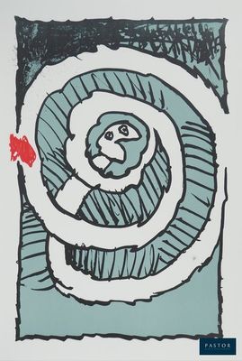 une image représentant un dessin d'une spirale sur laquelle figure un oiseau